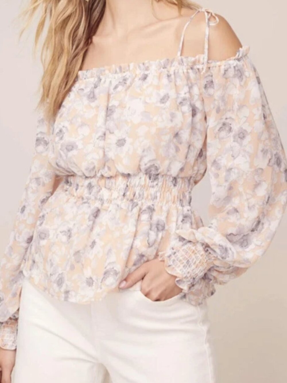 ASTR the Label Harlee Babydoll Top Cold Shoulder Peasant Tunic Festival Boho